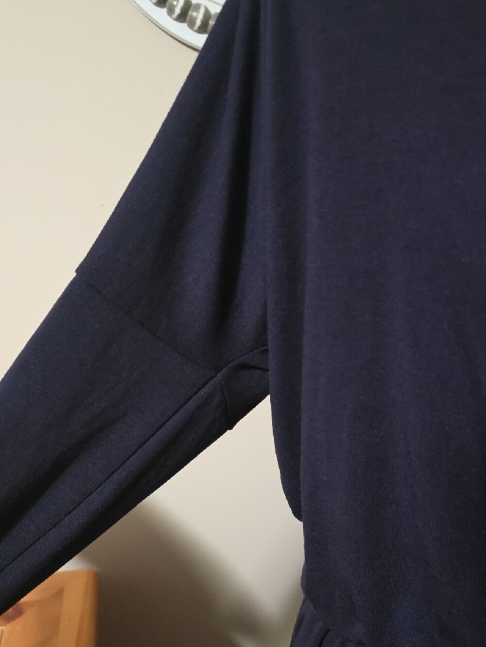 Navy Long-Sleeve Drawstring Waist Dress - Picture 3 of 8